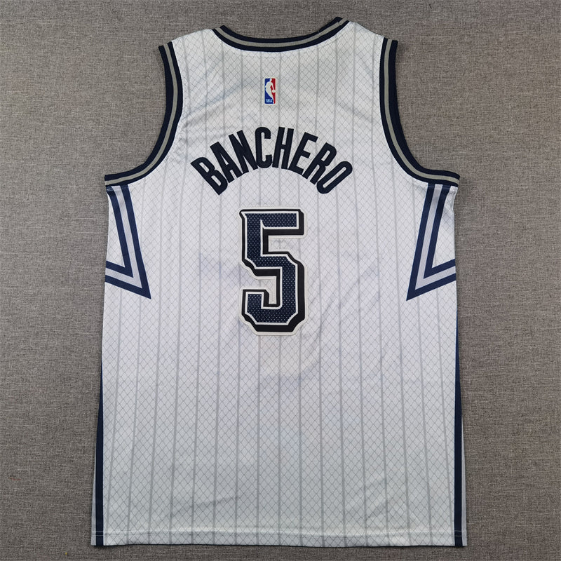 Men's Orlando Magic Paolo Banchero #5 Silver 2024/25 Swingman Player Jerseys - City Edition