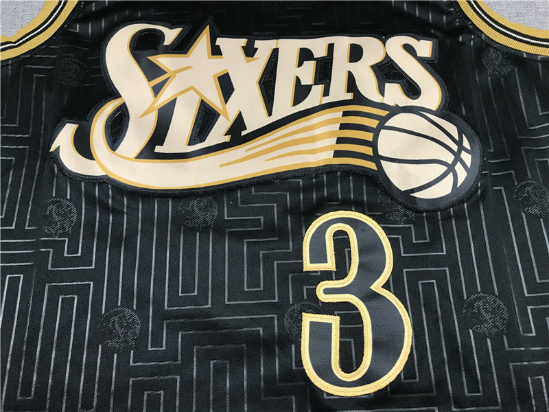 Men's Philadelphia 76ers Allen Iverson Black 2000-01 Hardwood Classics Jerseys