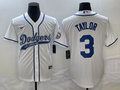 Men's Los Angeles Dodgers Chris Taylor #3 White Player Jerseys Joint Edition