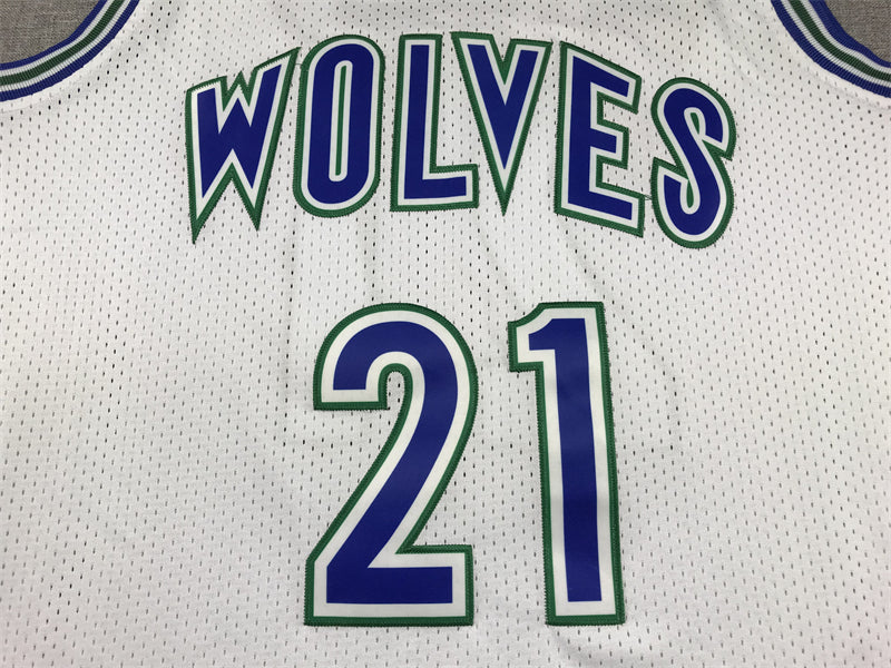 Men's Minnesota Timberwolves Kevin Garnett #21 White Hardwood Classics Swingman Jerseys
