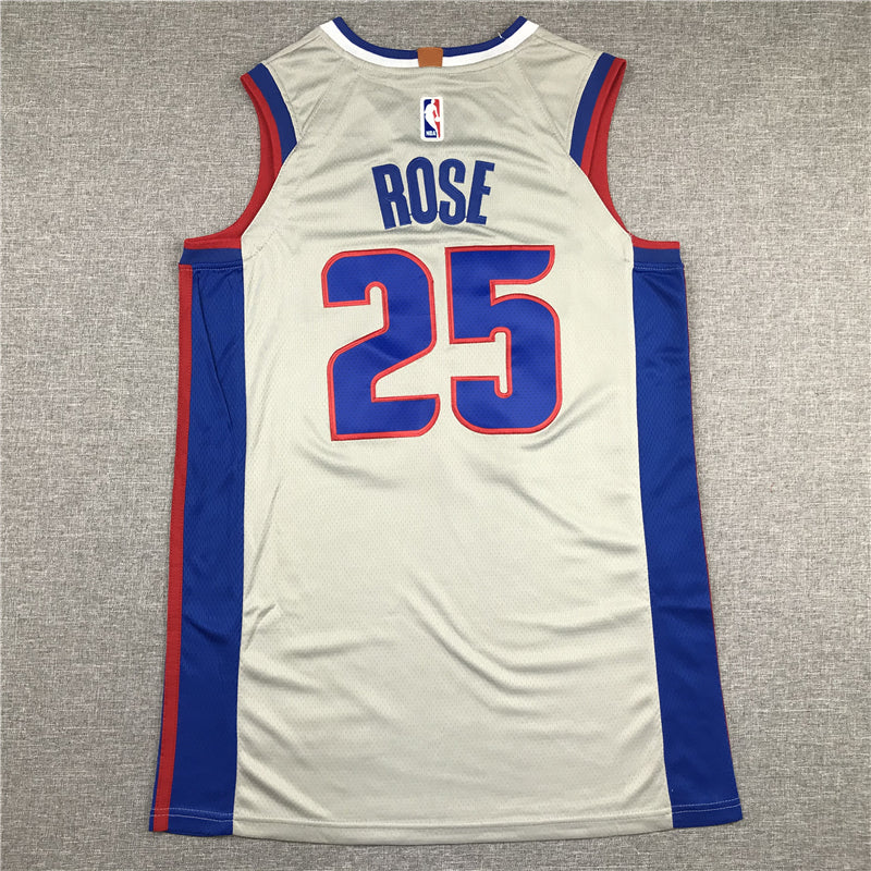 Men's Detroit Pistons Derrick Rose #25 Silver Swingman Jerseys