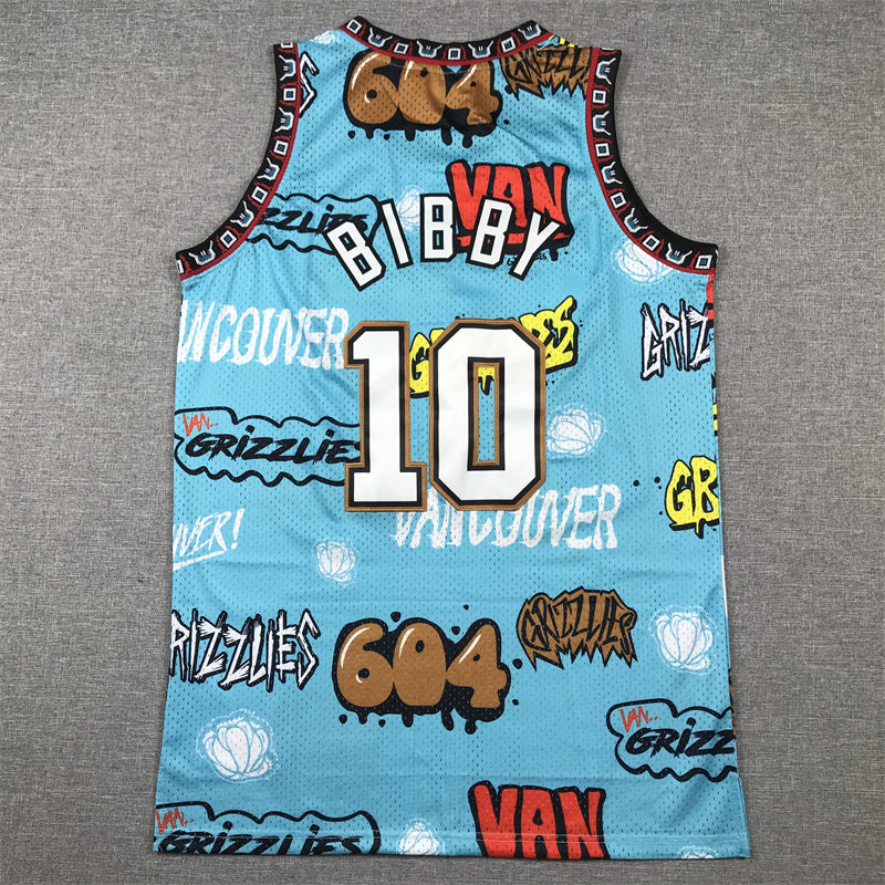 Men's Memphis Grizzlies Mike Bibby #10 Blue Swingman Player Jerseys - Graffiti Edition