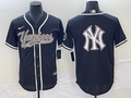 Men's New York Yankees Black Replica Player Jerseys Joint Edition