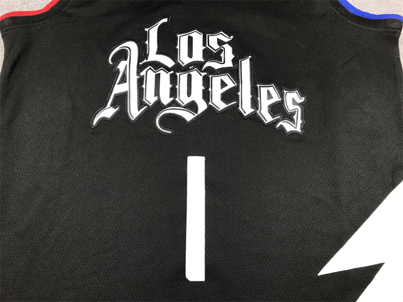 Men's LA Clippers James Harden #1 Black Swingman Jerseys - Statement Edition