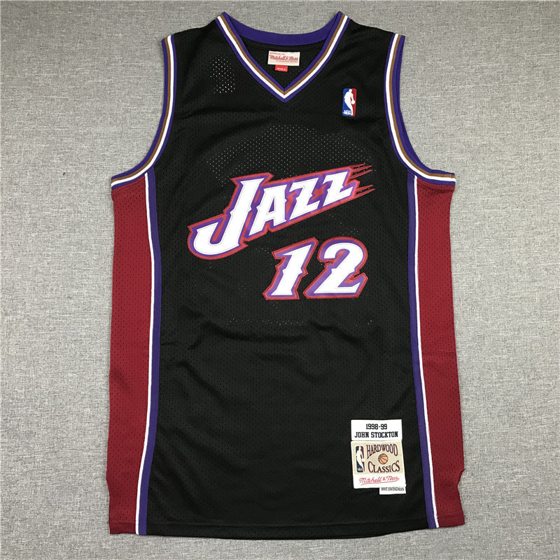 Men's Utah Jazz John Stockton Black 1998-99 Hardwood Classics Swingman Jerseys