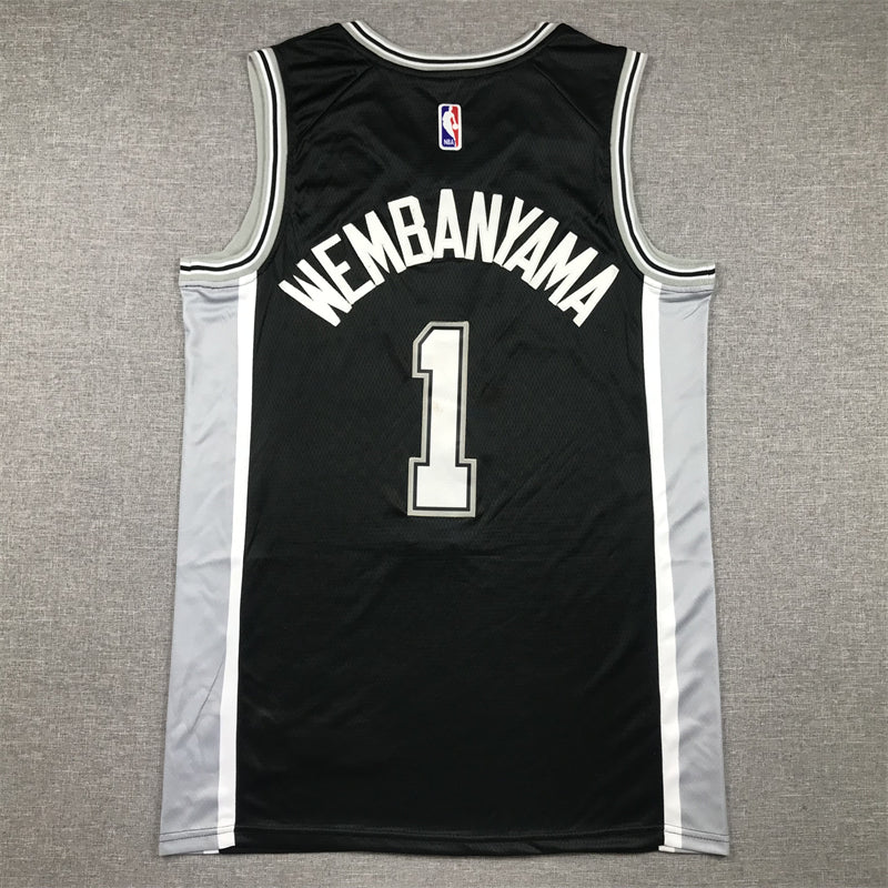 Men's San Antonio Spurs Victor Wembanyama #1 Black 2022/23 Swingman Jerseys - Icon Edition