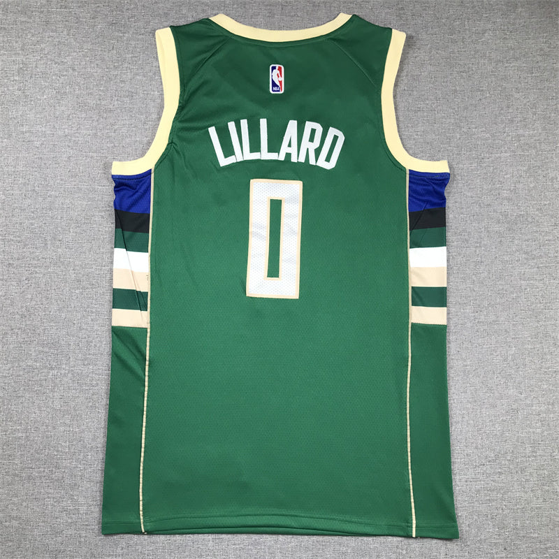 Men's Milwaukee Bucks Damian Lillard #0 Hunter Green Fast Break Player Jerseys - Icon Edition