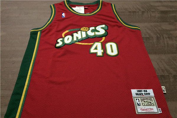 SuperSonics 40# Sean Kemp Red 97-98 Classic Retro New Fabric Fan Edition Jersey
