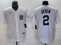 Men's New York Yankees Derek Jeter #2 White Limited Player Jerseys