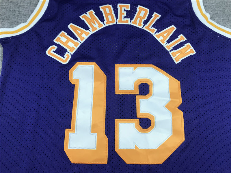 Men's Los Angeles Lakers Wilt Chamberlain #13 NBA Swingman Jerseys - Retro Purple