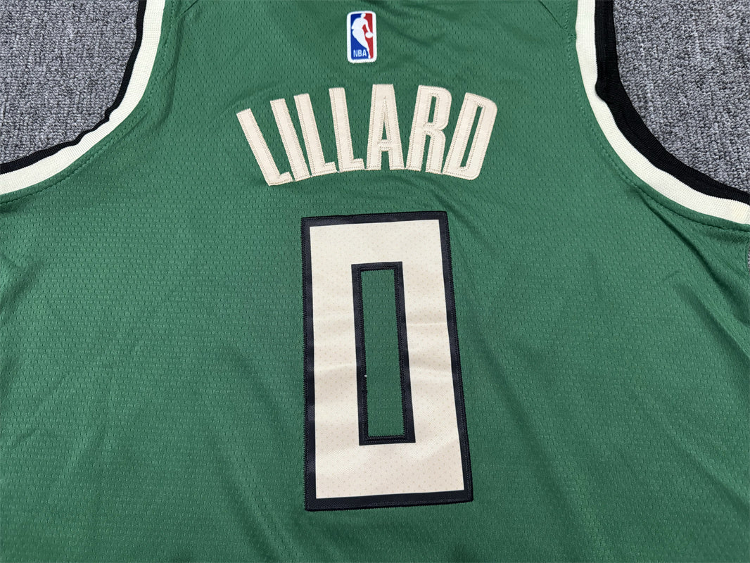 Men's Milwaukee Bucks Damian Lillard #0 Green Swingman Jerseys