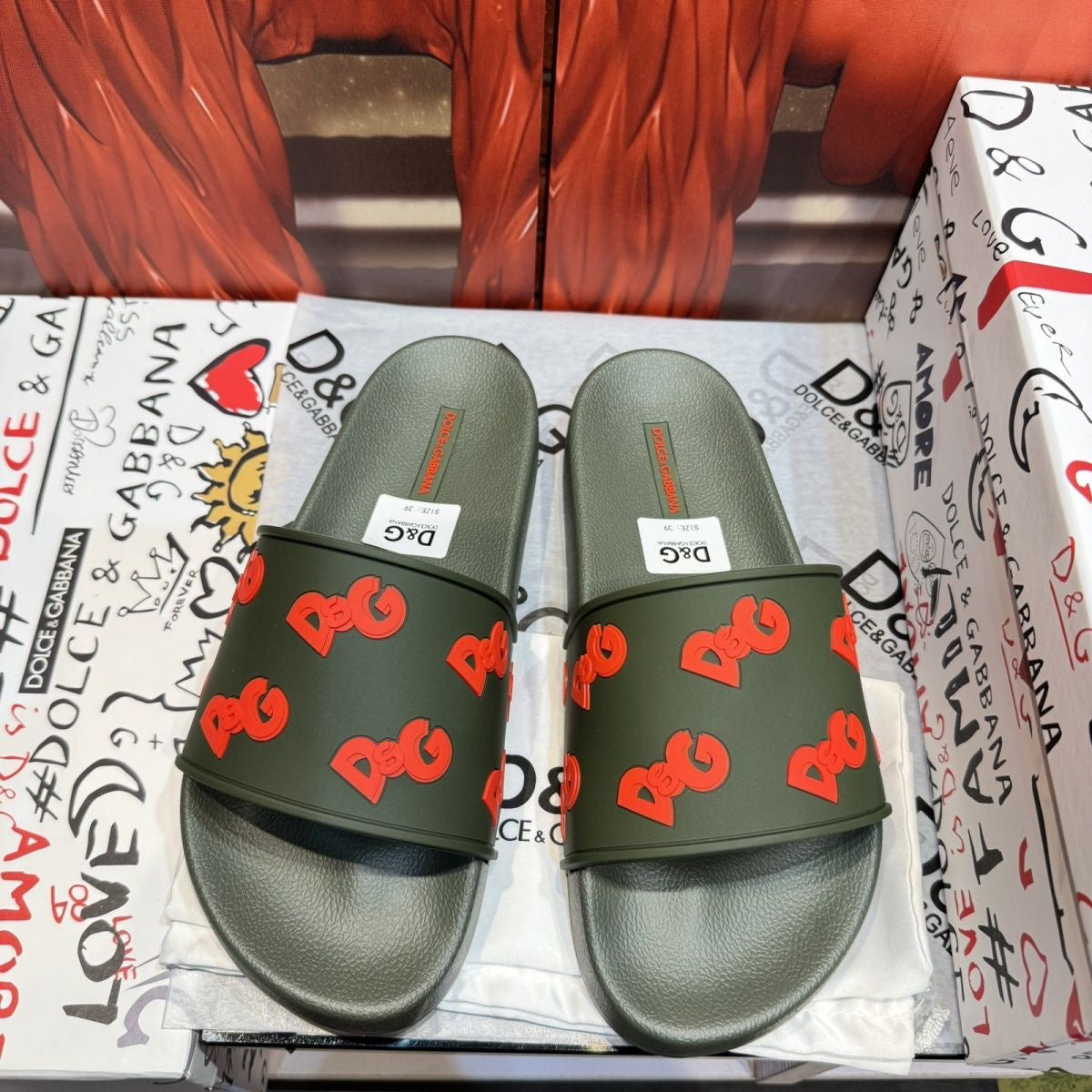 Dolce & Gabbana D&G Logo Print Slide Sandals – Unisex Couple's Summer Slippers