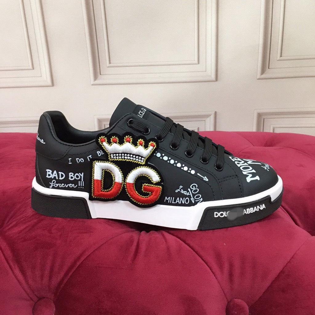 Dolce & Gabbana Portofino Graffiti Sneakers – Unisex Couple's Luxury Casual Shoes