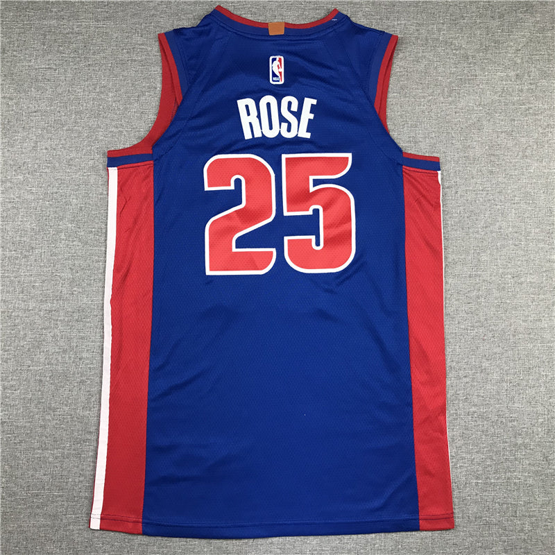 Men's Detroit Pistons Derrick Rose Blue 2021/22 Fast Break Replica Jerseys