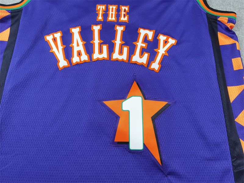 Men's Phoenix Suns Devin Booker #1 Purple 2024/25 Swingman Player Jerseys - City Edition
