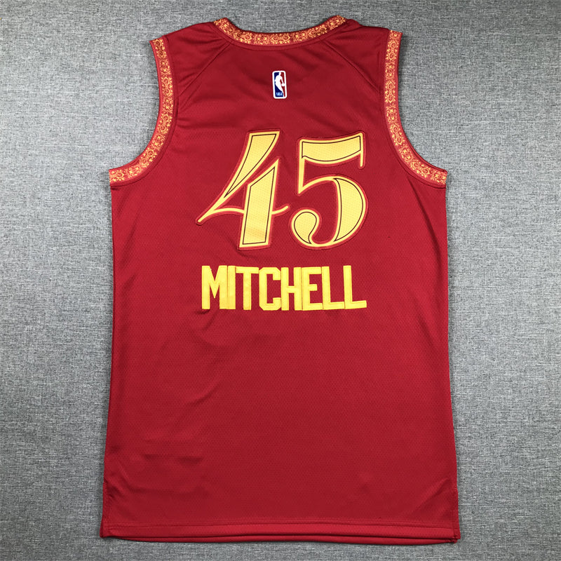 Men's Cleveland Cavaliers Donovan Mitchell #45 Wine 2023/24 Swingman Jerseys - City Edition