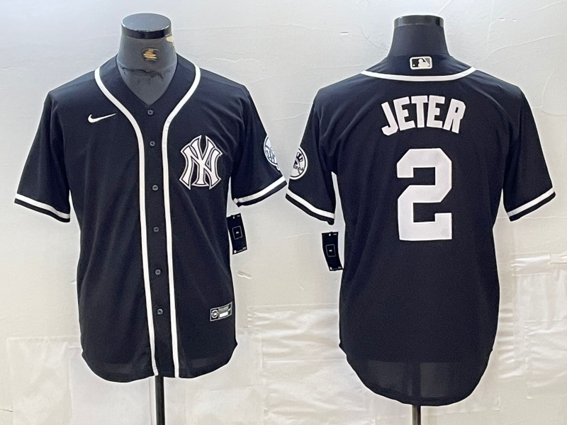 Men's New York Yankees Derek Jeter #2 Black Limited Jerseys