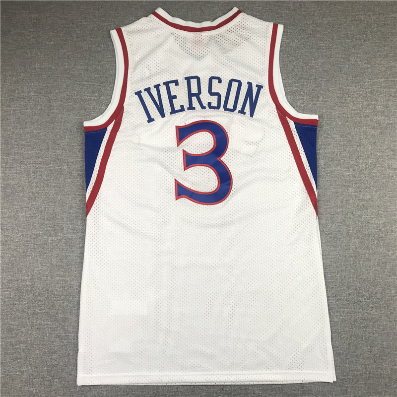 Men's Philadelphia 76ers Allen Iverson White Hardwood Classics Authentic Jerseys
