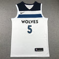 Men's Minnesota Timberwolves Anthony Edwards #5 White Swingman Jerseys - Association Edition