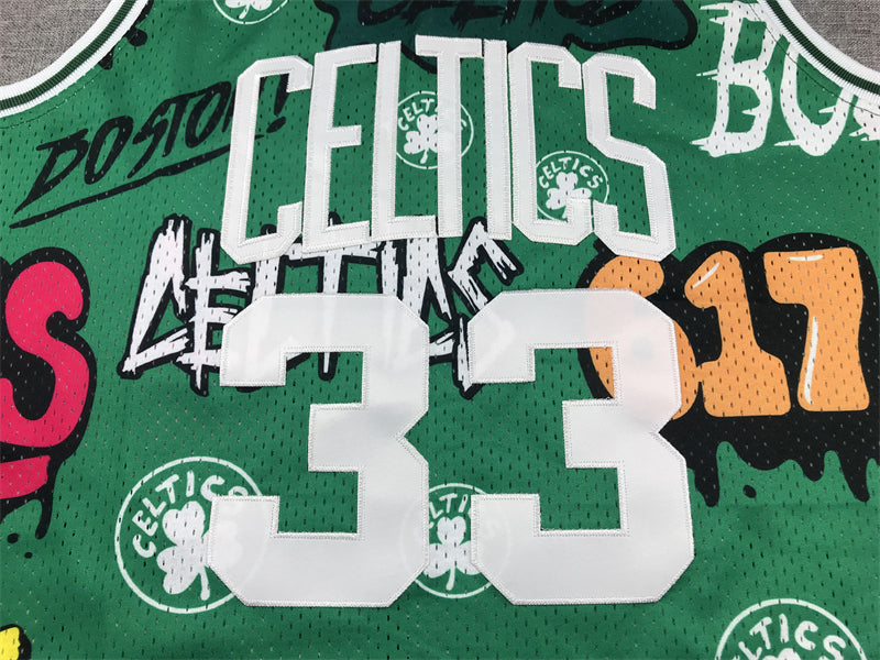 Men's Boston Celtics Larry Bird #33 Green Swingman Graffiti Edition Jerseys
