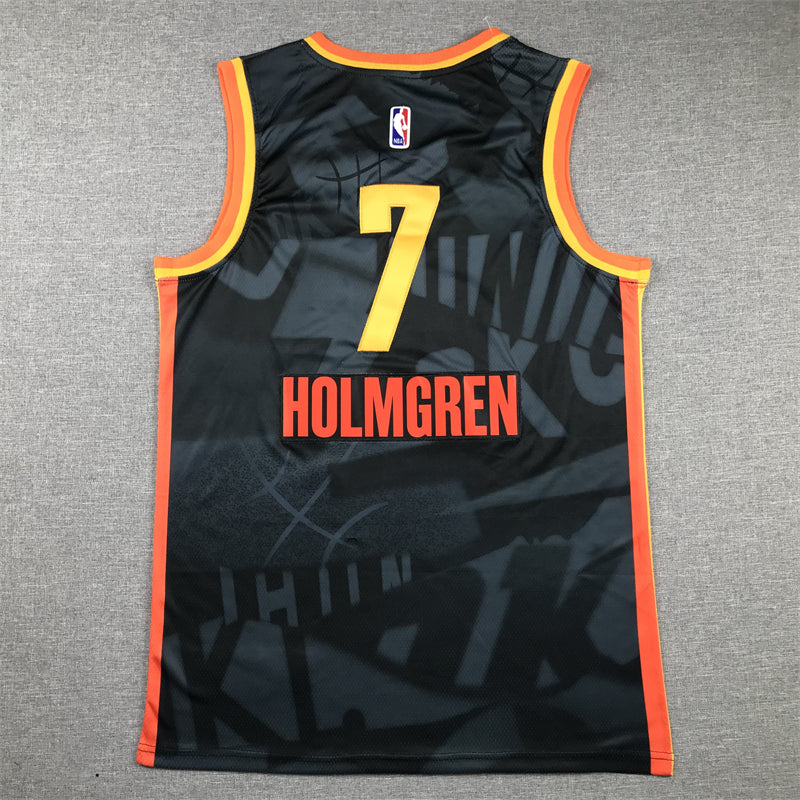 Men's Oklahoma City Thunder Chet Holmgren #7 Black 2023/24 Swingman Jerseys - City Edition