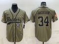Men's Las Vegas Raiders Bo Jackson #34 Olive 2022 Salute To Service Limited Jerseys Joint Edition