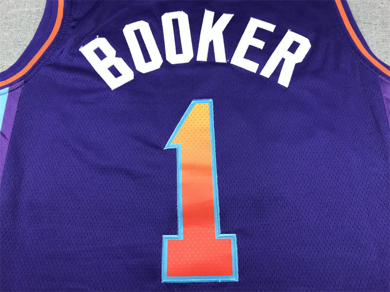 Men's Phoenix Suns Devin Booker #1 Purple 2023/24 Swingman Jerseys - City Edition
