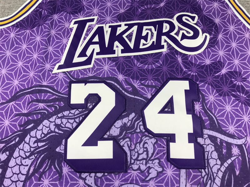 Men's Los Angeles Lakers Kobe Bryant #24 Purple Year of Dragon Edition Swingman Jerseys
