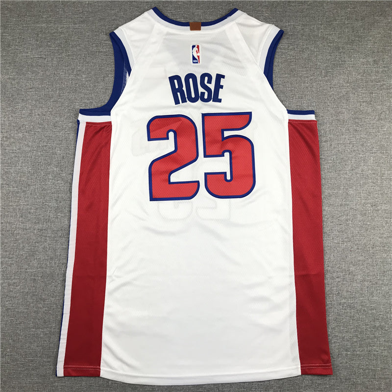 Men's Detroit Pistons Derrick Rose White 2021/22 Fast Break Replica Jerseys