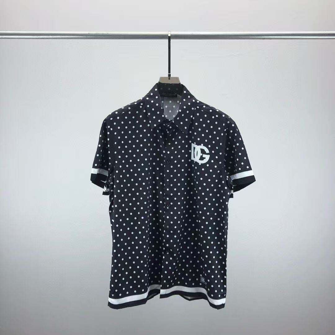 Dolce & Gabbana DG Black & White Bandana Print Short-Sleeve Shirt