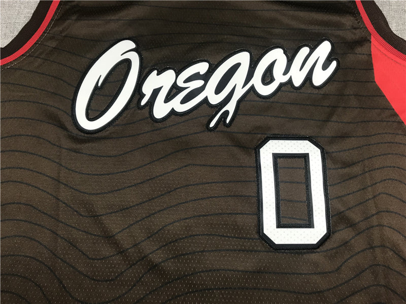 Men's Portland Trail Blazers Damian Lillard Brown Swingman Jerseys City Edition