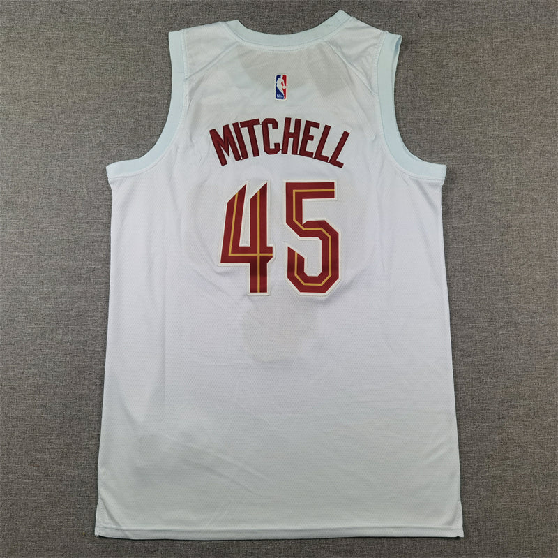 Men's Cleveland Cavaliers Donovan Mitchell #45 White Swingman Jerseys - Association Edition