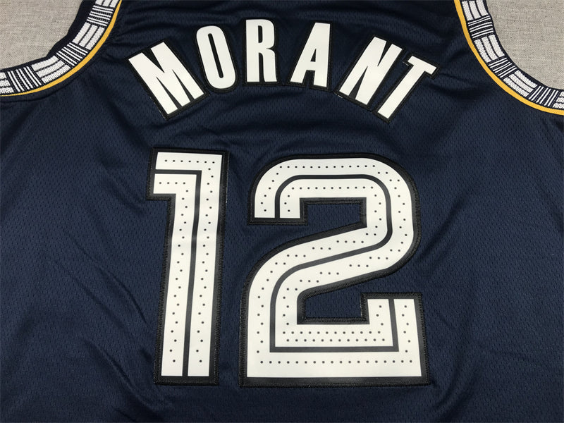 Men's Memphis Grizzlies Ja Morant #12 Navy City Edition Classic Jerseys