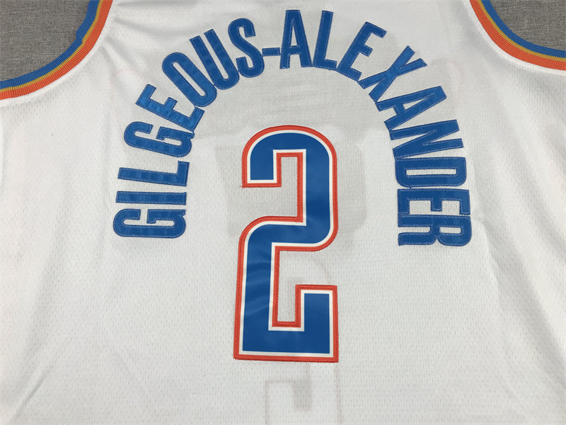 Men's Oklahoma City Thunder Shai Gilgeous-Alexander #2 White 2022/23 Fast Break Replica Jerseys - Association Edition