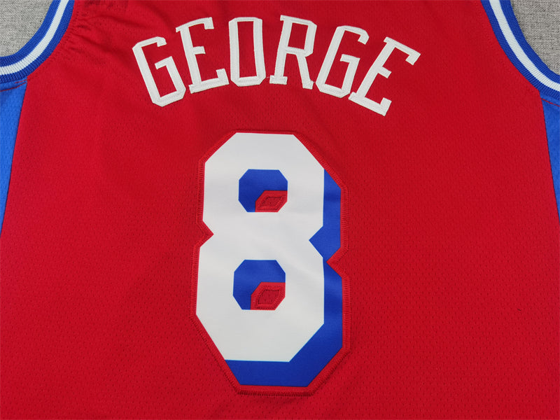 Men's Philadelphia 76ers Paul George #8 Red Swingman Jerseys - Statement Edition