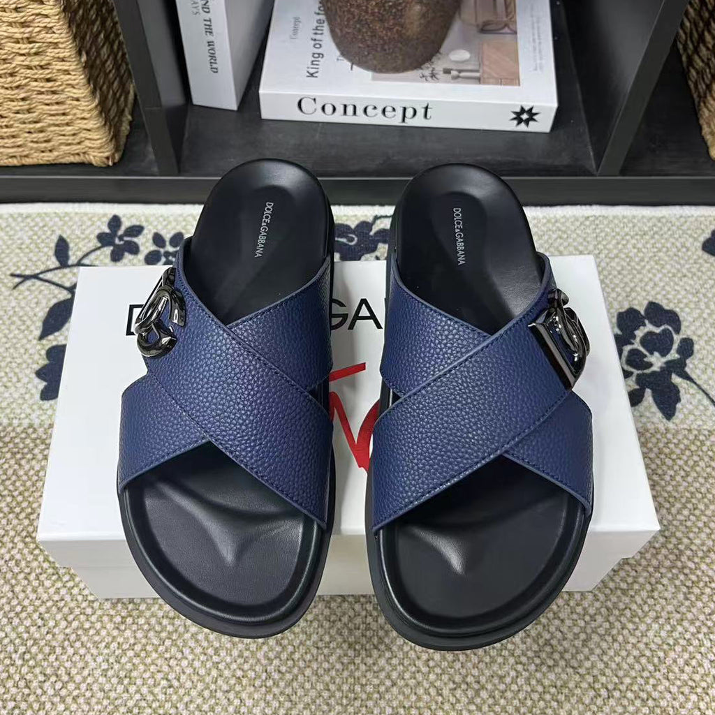 Dolce & Gabbana D&G Logo Print Slide Sandals – Unisex Couple's Summer Slippers