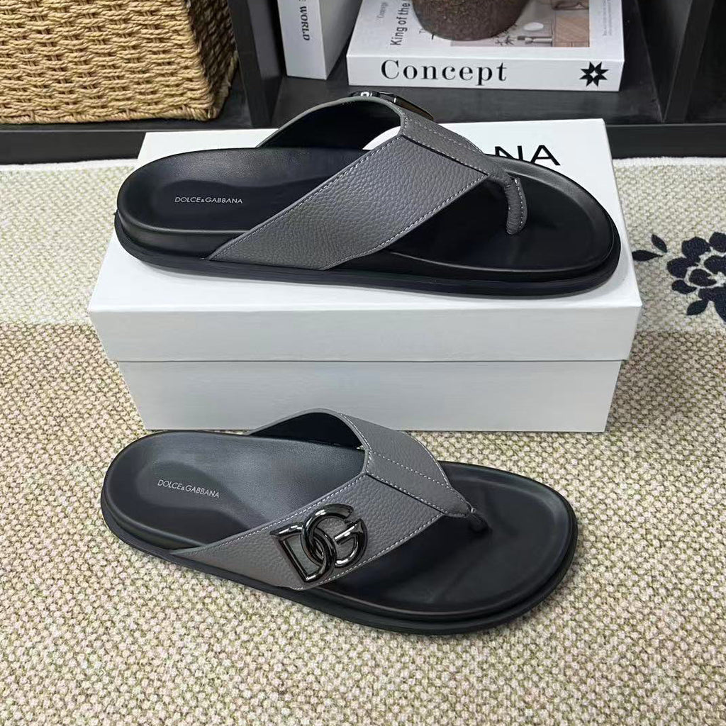 Dolce & Gabbana D&G Logo Print Slide Sandals – Unisex Couple's Summer Slippers