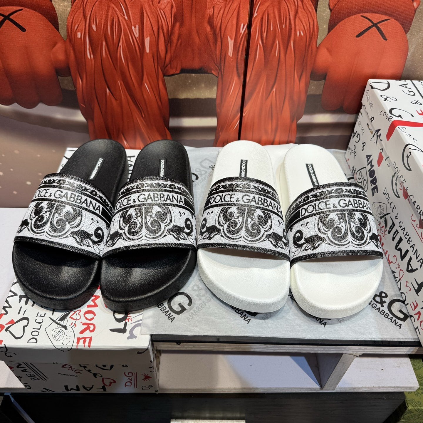 Dolce & Gabbana D&G Logo Print Slide Sandals – Unisex Couple's Summer Slippers