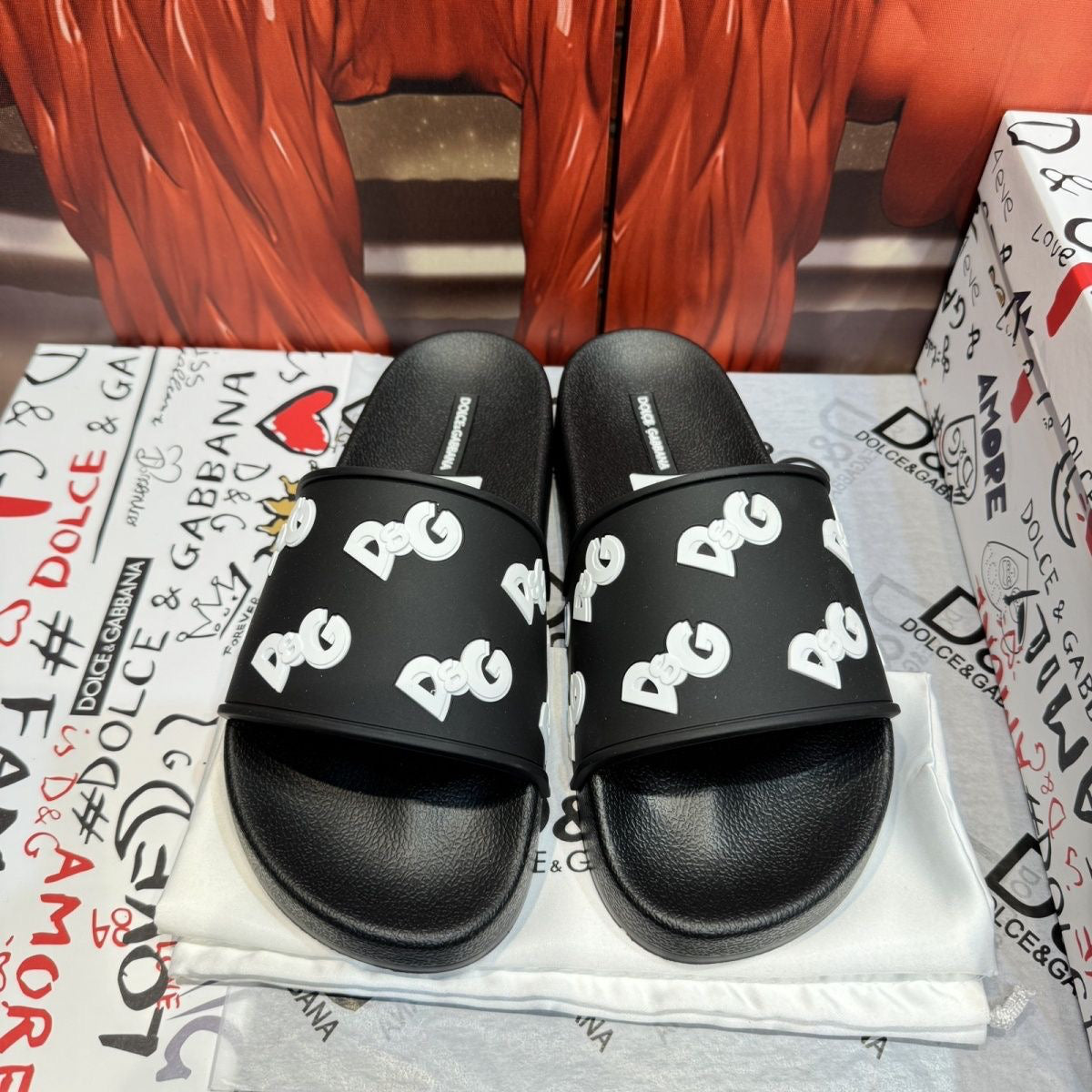 Dolce & Gabbana D&G Logo Print Slide Sandals – Unisex Couple's Summer Slippers