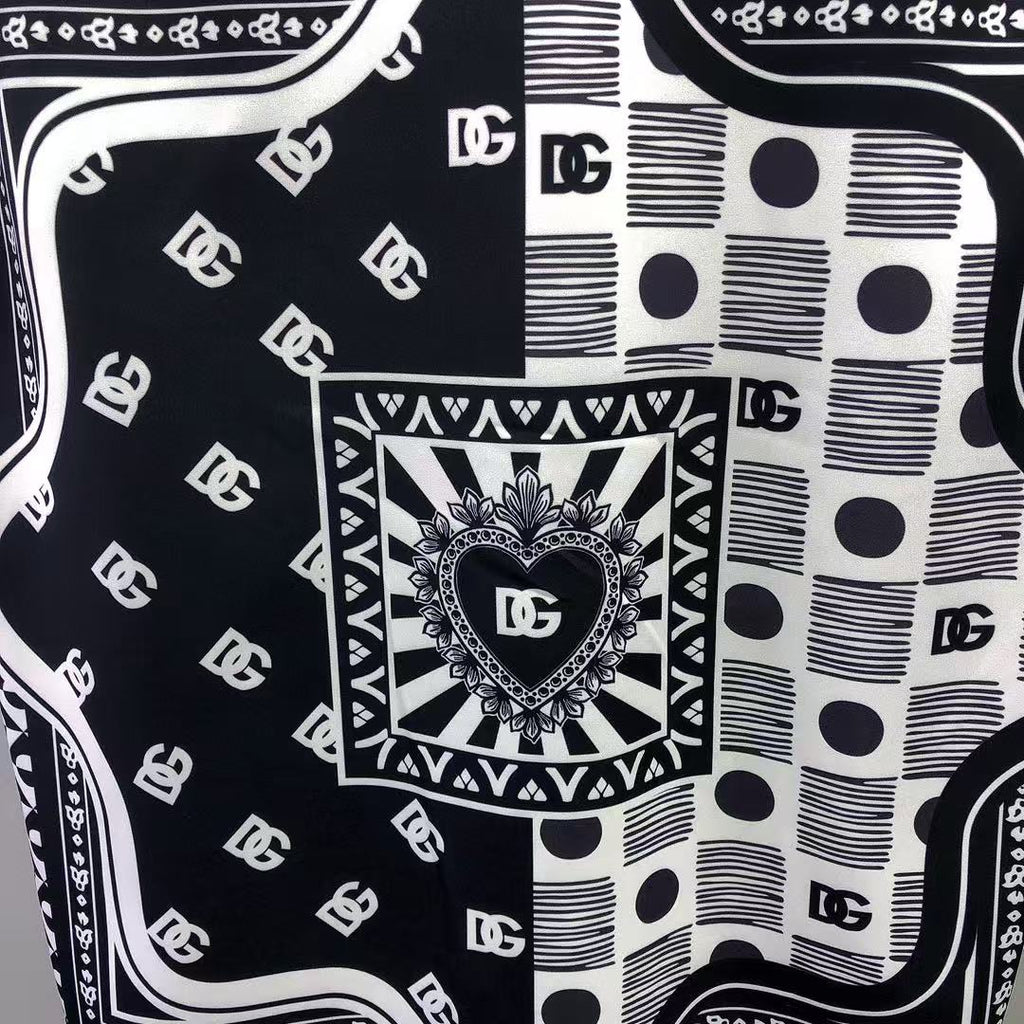 Dolce & Gabbana DG Black & White Bandana Print Short-Sleeve Shirt