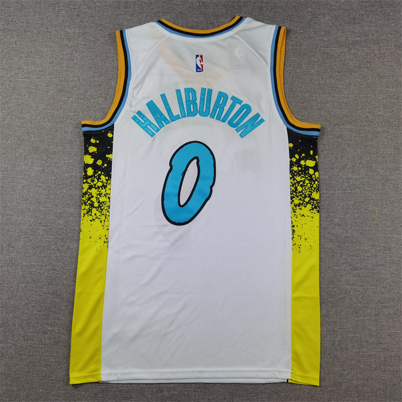 Men's Indiana Pacers Tyrese Haliburton #0 White 2024/25 Swingman Player Jerseys - City Edition