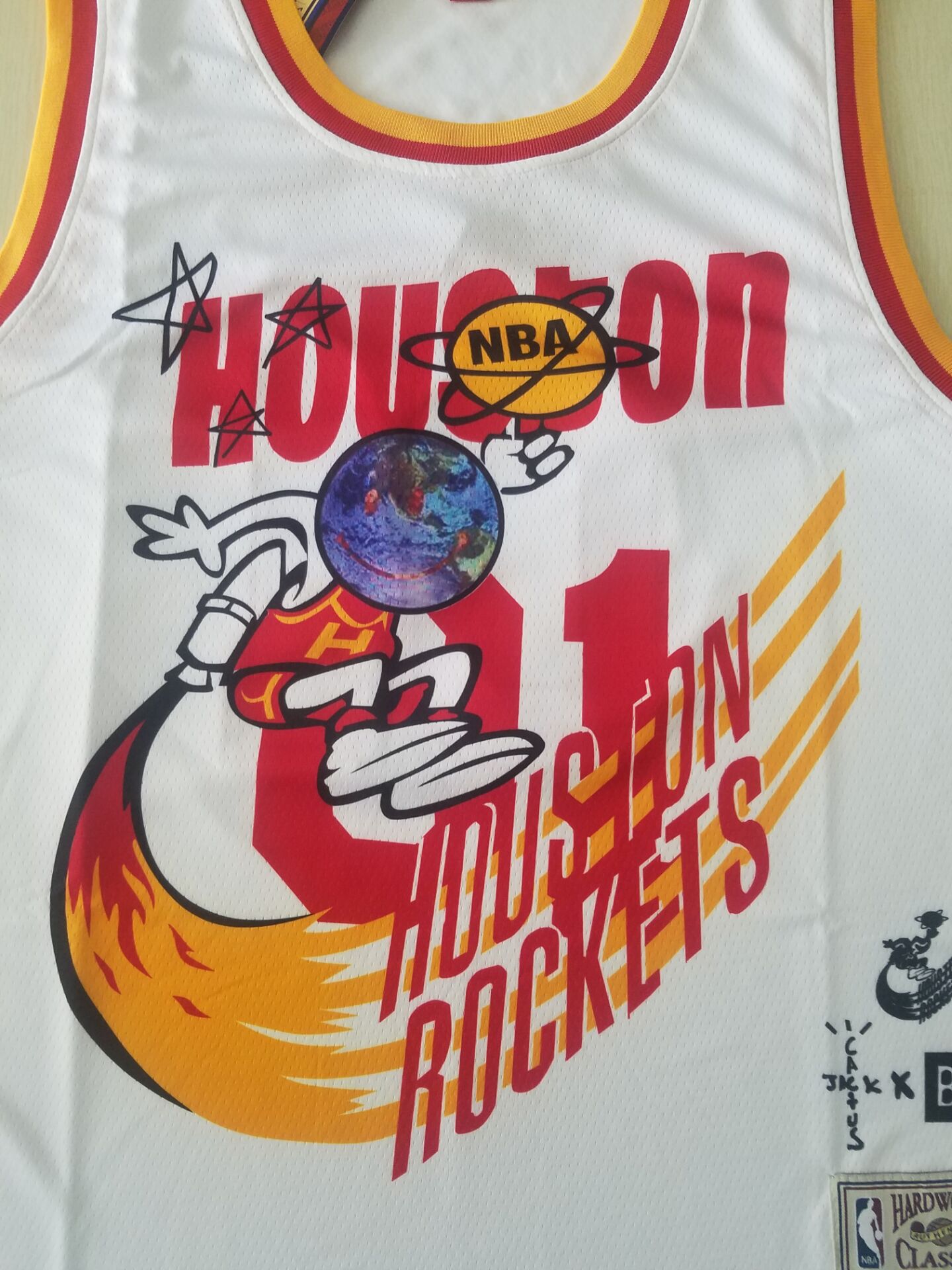 Men's Houston Rockets #01 NBA White Classics Jerseys - Joint Edition