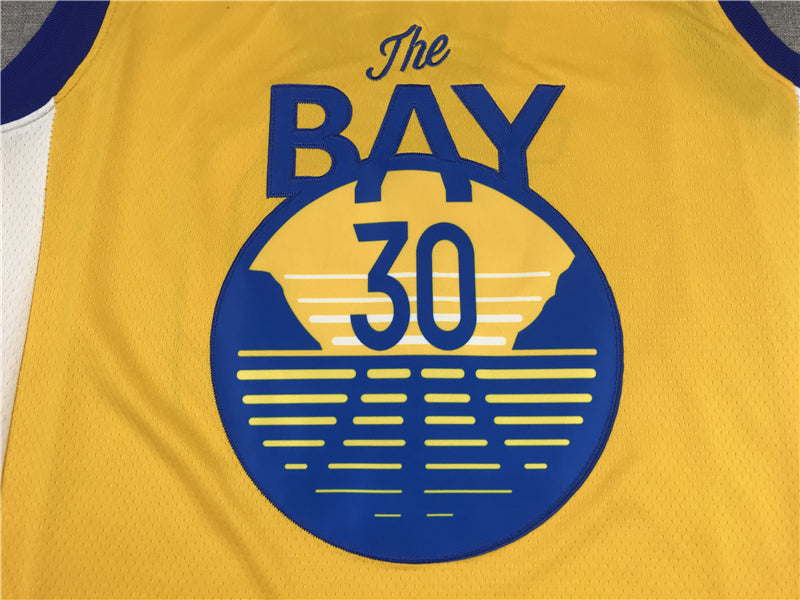 Men's Golden State Warriors Stephen Curry Yellow Fast Break Team Replica Jerseys