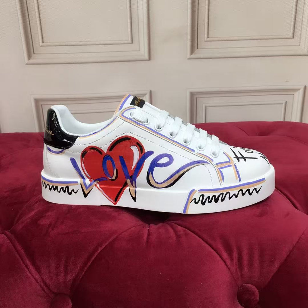 Dolce & Gabbana Portofino Graffiti Sneakers – Unisex Couple's Luxury Casual Shoes