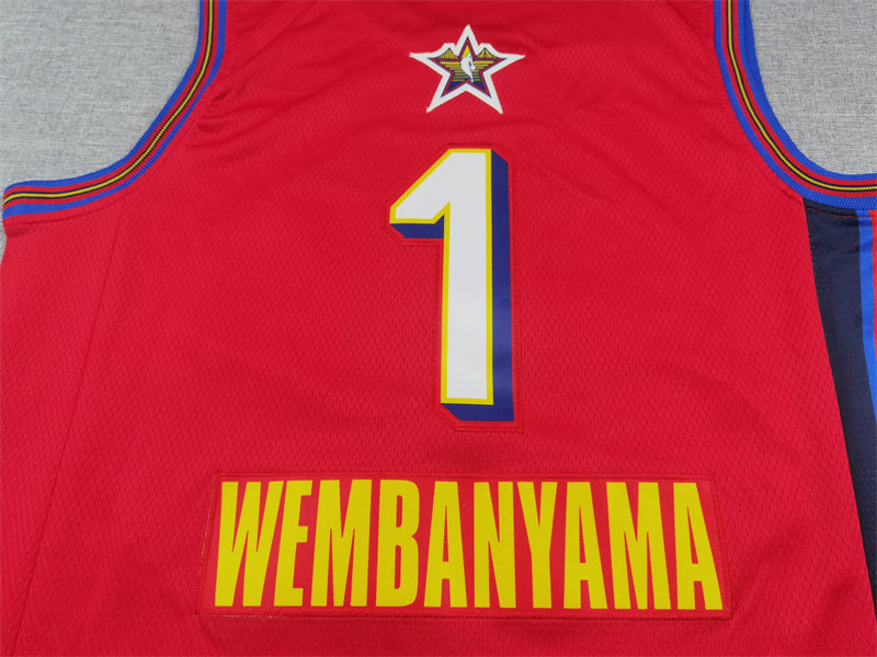 Men's San Antonio Spurs Victor Wembanyama #1 Red 2025 NBA All-Star Game Swingman Player Jerseys