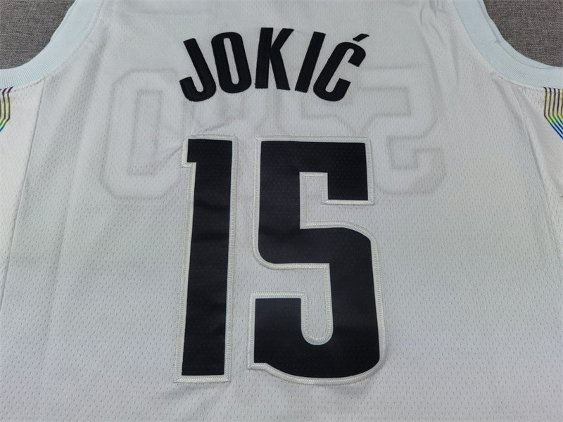 Men's Denver Nuggets Nikola Jokic #15 White 2024/25 Swingman Player Jerseys - City Edition