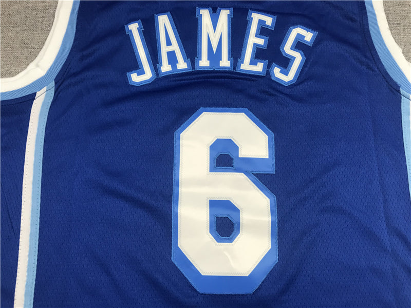 Men's Los Angeles Lakers LeBron James #6 Blue Hardwood Classic Swingman Jerseys