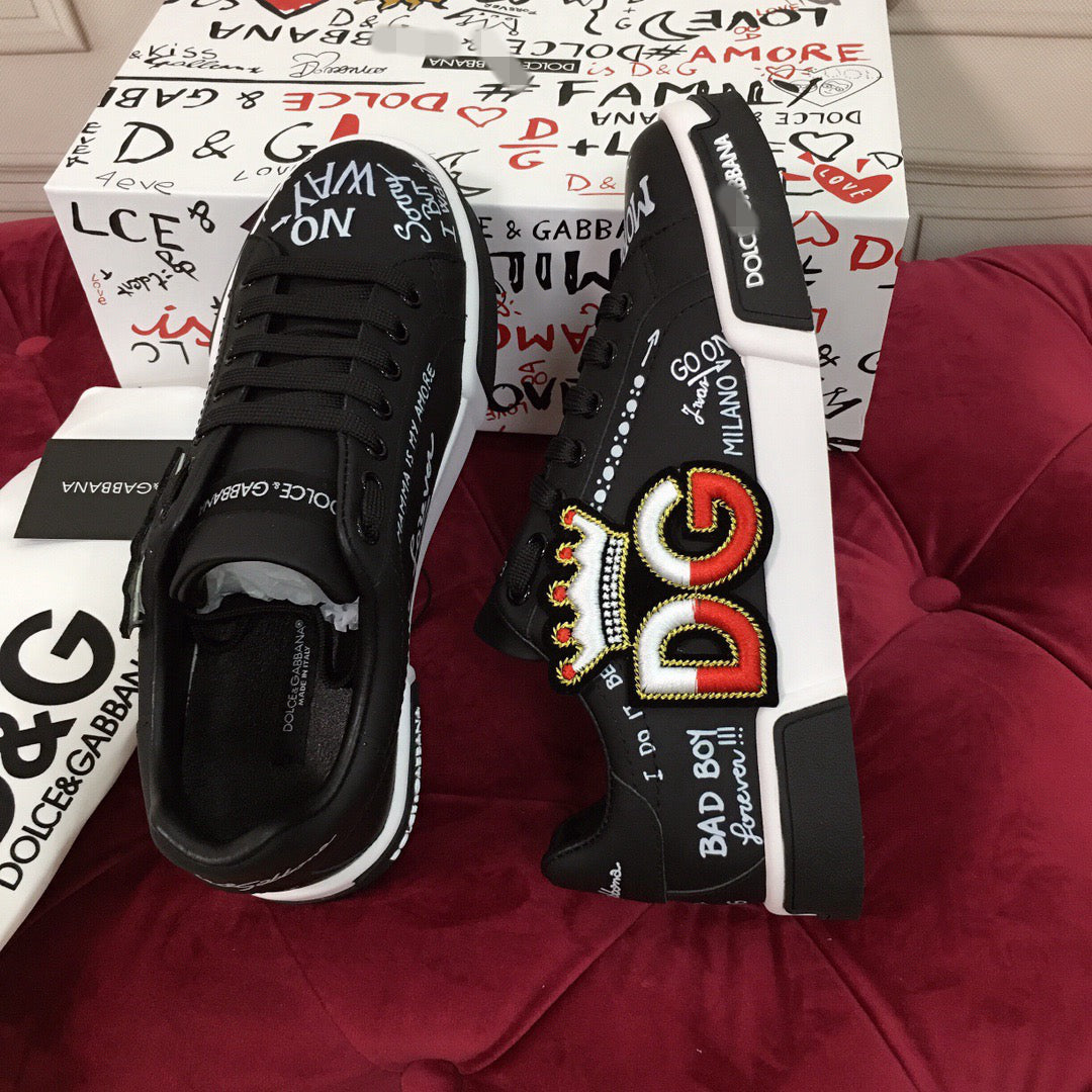 Dolce & Gabbana Portofino Graffiti Sneakers – Unisex Couple's Luxury Casual Shoes