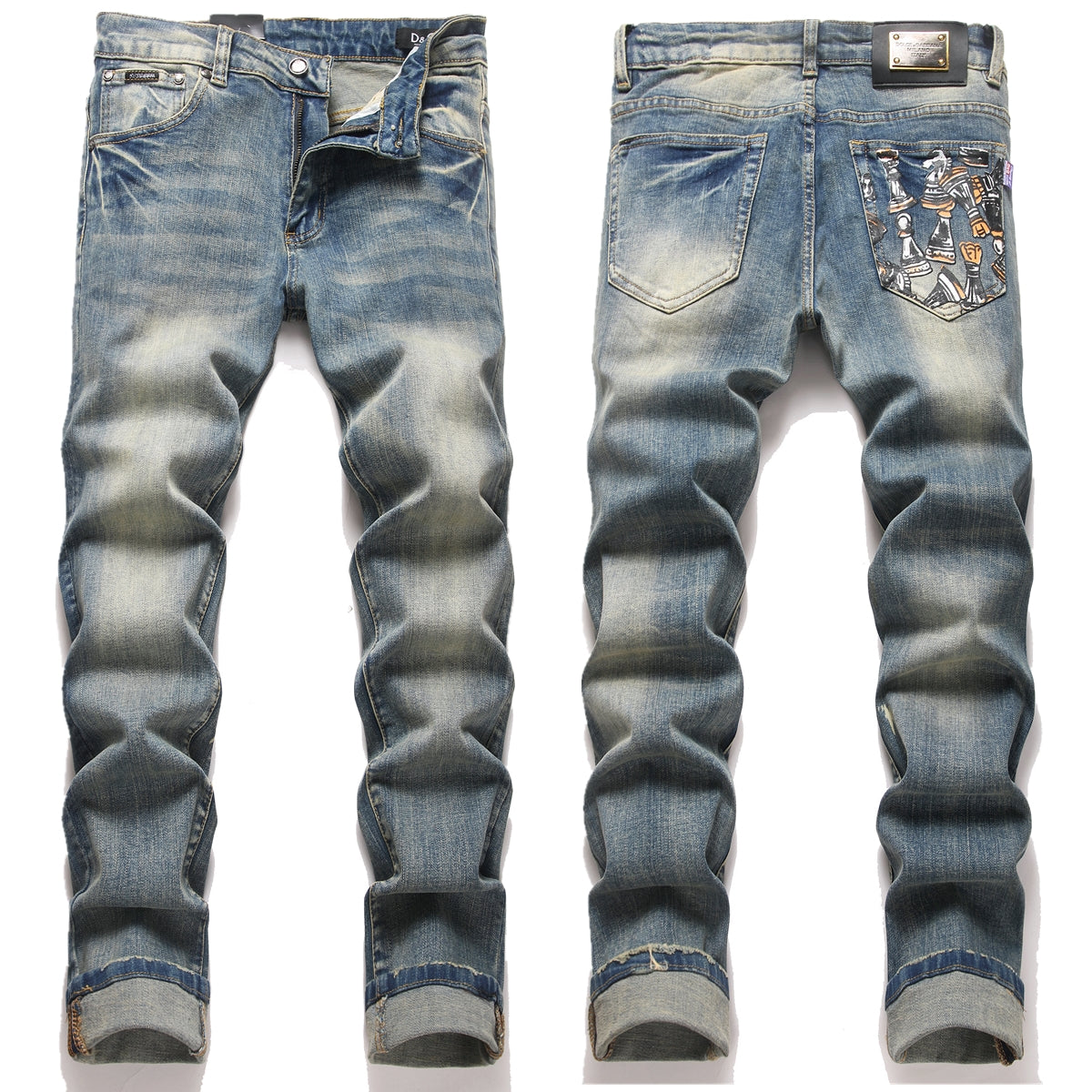 Dolce & Gabbana DG VIBE3 Embroidered Logo Slim Fit Jeans