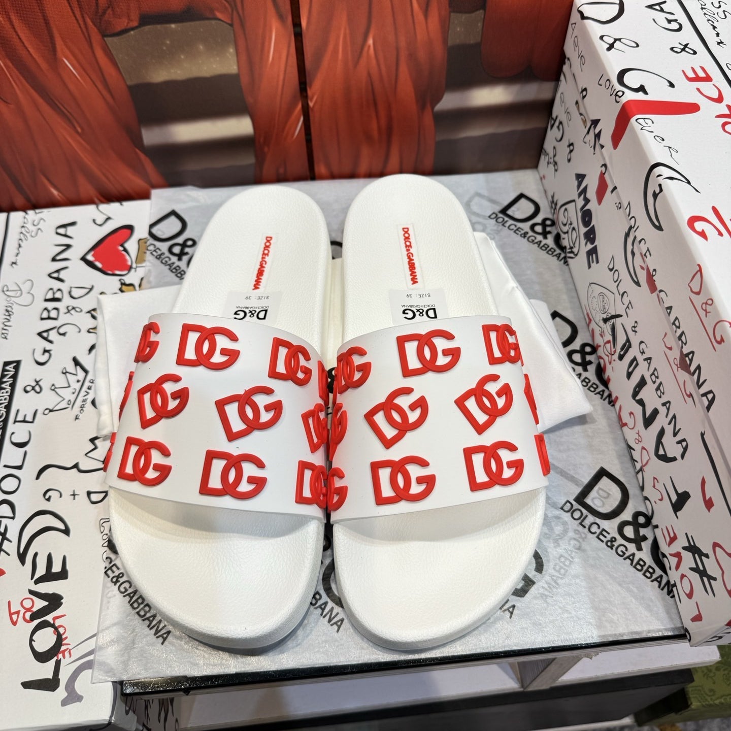 Dolce & Gabbana D&G Logo Print Slide Sandals – Unisex Couple's Summer Slippers